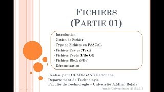 Cours 18  Fichiers Partie 01 [upl. by Aslin]