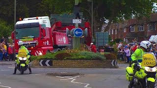 70m 145 tonne lorry meets small Surrey roundabout [upl. by Caprice]