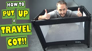 How to put UP a TRAVEL COT amp DOWN again Travel cot assembly made easy Erect a portable crib fast [upl. by Shalna]