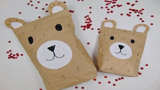 Basteln Teddy Tüte aus Altpapier gebastelt  Upsycling mit Altpapier  Geschenktüte DIY [upl. by Abil]