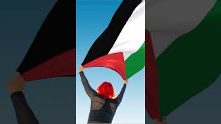 National Anthem of Palestine  Waving Flag Holding Woman Above Head [upl. by Neitsirhc]