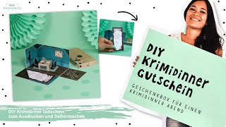 DIY Krimidinner Gutschein basteln  DIY Krimidinner Explosionsbox selber machen  minipresents [upl. by Tu]