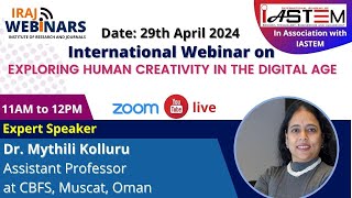 IASTEM  International Webinar Conference  29th April 2024 internationalconference [upl. by Aratnahs]