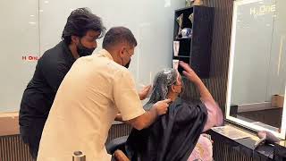 Hair Keratin treatment at H One Salon  Men’s and Women’s SPA [upl. by Magdaia941]