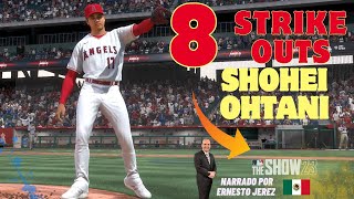 LOS 8 PONCHES DE SHOHEI OHTANI ANTE DODGERS  NARRADO POR ERNESTO JEREZ EN MLB THE SHOW 23 [upl. by Idnal]