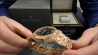 AP Audemars Piguet Royal Oak Rose Gold 15400  WatchesGMT [upl. by Aihsekan]