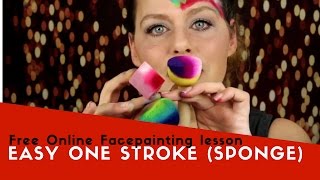 Free Online Facepainting lesson 10 Easy one stroke with a sponge [upl. by Gilmour998]