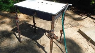 Repurposed Antique Sink with Chain Tightener and Bumper Jack Steel Legs  FOR SALE [upl. by Aiset]