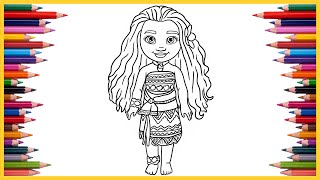 Coloring Disney Princess Moana  Disney Princess Coloring Book [upl. by Erena]