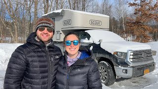 Snowy Winter Camping with our Scout Olympic Truck Camper [upl. by Nahta]