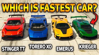 GTA 5 Online ITALI GTO STINGER TT VS TORERO XO VS KRIEGER VS EMERUS WHICH IS FASTEST [upl. by Notreb]