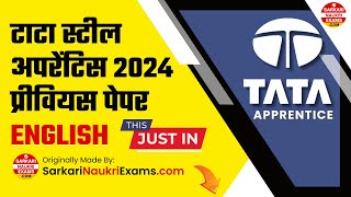 Tata Steel Apprentice Previous Year Paper English  TISCO Apprentice Question Paper 2024 [upl. by Brote]