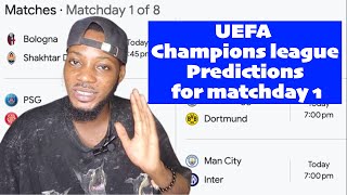 UEFA Champions League Predictions For Matchday 1 of 8  Free Football Betting Tips Sure win [upl. by Rimaa]