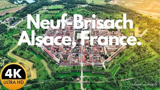 4K Aerial view of NeufBrisach  a huge fortified city in Alsace France france alsace [upl. by Licht]