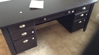 Sauder 408920 Made in USA Executive Desk From Office Depot build tutorial [upl. by Lankton]