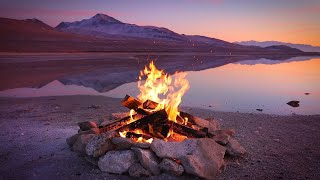 LIVE GREAT SALT LAKE CAMPFIRE  Virtual Fireplace Video with Nature Sounds for Meditation [upl. by Musette]