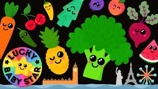 Dancing Fruit amp Veggies On Tour Baby Sensory Fun by Lucky Baby Star Sensory Fruit Stimulation Video [upl. by Rora]