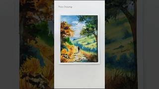 Watercolour Landscape Scenery Drawing shorts [upl. by O'Neill384]