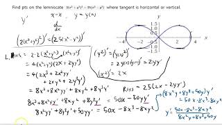 lemniscate horizontal and vertical tangent lines [upl. by Gorski]