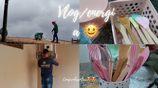 instalação da energia solar🌞🌞comprinhas para o lar 🥰🥰 [upl. by Ahsitil]