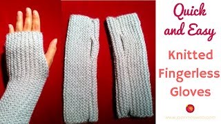 Knitted Fingerless Gloves  Beginner Knitting [upl. by Hsinam]