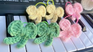 How to crochet a simple bow tutorial for beginners  crochet cute bow easy crochetanywhere [upl. by Conni285]