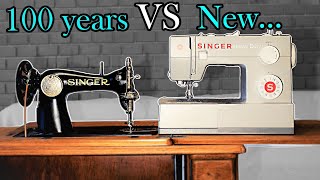 100 year old sewing machine VS Brand new Singer Heavy Duty [upl. by Anilag564]