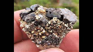 Pyrite and Sphalerite crystals mineral specimen from the Madan field in Bulgaria [upl. by Einnaj458]