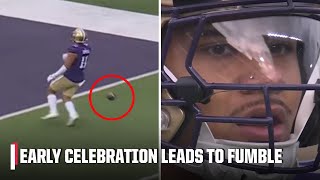 Washington drops ball before crossing the endzone resulting in a fumble 😬  ESPN College Football [upl. by Agarhs336]