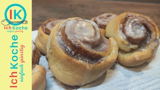 saftige Zimtschnecken mit Zuckerguss I einfaches schnelles Rezept I ohne Hefe I Cinnamon Rolls I ENG [upl. by Anni]