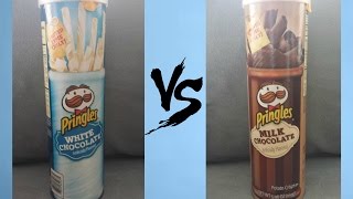 WHITE CHOCOLATE PRINGLES VS MILK CHOCOLATE PRINGLES REVIEW 77 [upl. by Aphrodite]