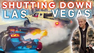 CRAZIEST CAR MEET after SEMA 22  SHUTTING Down LAS VEGAS  Donuts Flames amp Police  OG Schaefchen [upl. by Minsat524]