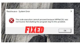 How to fix mfplatdll missing on Windows 10Windows 11  Davinci Resolve  Premiere Pro  Photoshop [upl. by Wagner612]