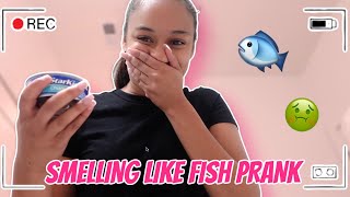 SMELLING LIKE FISH PRANK ON THE GANG 🐟🤢 [upl. by Nnairac]