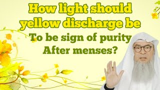 How light should yellow discharge be after menses to consider sign of purity assim assim al hakeem [upl. by Euridice]