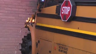 School bus slams into house in north Chicago suburbs [upl. by Esikram]