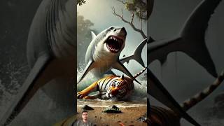 Megalodon vs animals vs dinosour TRex Lion Bear Tiger dinosaur [upl. by Kinsman]