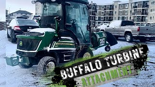 Buffalo Turbine Blower Attachment  John Deere 1585 [upl. by Onitnerolf]