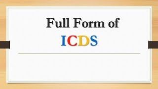 Full Form of ICDS  Did You Know [upl. by Merat]