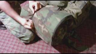 Attach Sleeping bag ECWS or other to Alice pack Military Survival [upl. by Worsham]