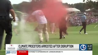 VIDEO Climate protestors storm 18th green at Travelers Championship [upl. by Evvy888]