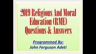 BECE 2020 RELIGIOUS AND MORAL STUDIES [upl. by Itsud]