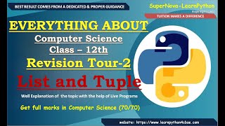 Class 12 Python  Revision Tour 2  List and Tuple  Computer Science 202425 [upl. by Cade]