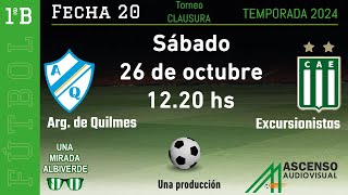 PRIMERA B  ARG DE QUILMES  EXCURSIONISTAS  FECHA 20 [upl. by Orsini]