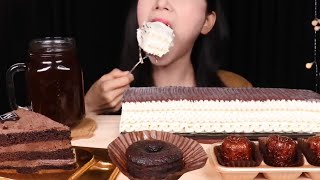 ASMR MUKBAN Chocolate Ice Crem Cake Chocolate Desserts [upl. by Eeb]