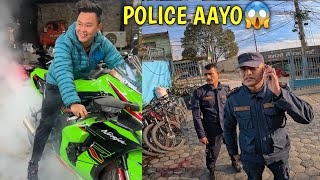 POLICE AAYO GHAR MA😱  BURNOUT ON KAWASAKI ZX10R Jdrider1000  MOTOVLOG [upl. by Delcine190]