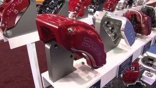 SSBC Brakes slim fit new quotV8quot 8 Piston Calipers  SEMA 2011 [upl. by Leuqer]