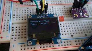 Visuino I2C BMP280 Pressure Temperature Sensor with OLED lcd [upl. by Ardnuhsed]