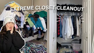 EXTREME CLOSET CLEAN OUT  decluttering  organizing my wardrobe [upl. by Hanyaz]