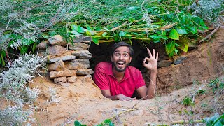 I built secret bunker in deep jungle 😱 Overnight Survival [upl. by Gladys]